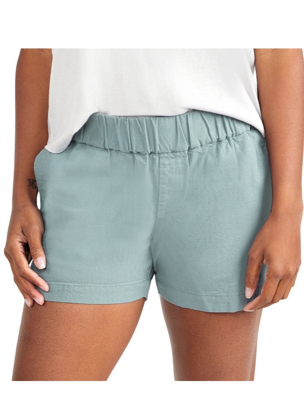 Free Fly Stretch Canvas Shorts Sz S w MEASUREMENTS Shale Green Pockets Bamboo!